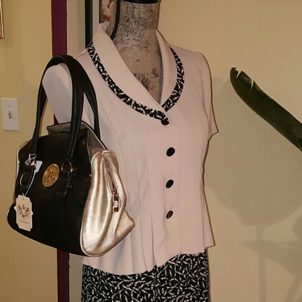 Tan & Black Skirt Set